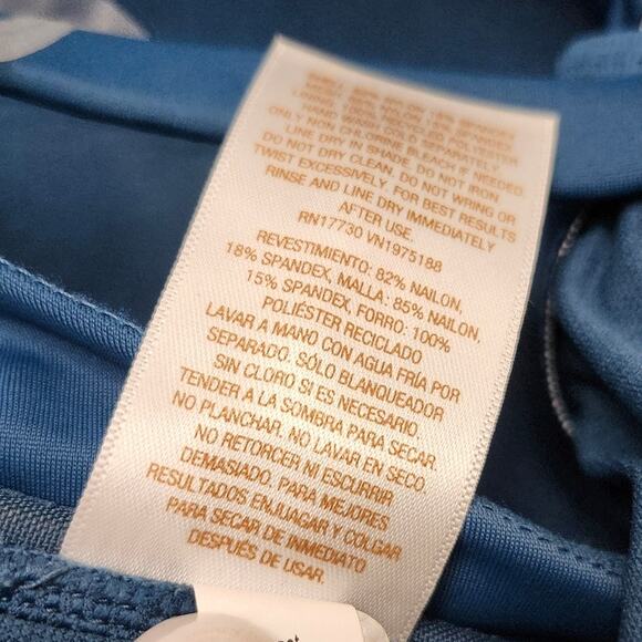 NEW Sz 18 Shade & Shore Teal Blue Braided Shoulder Ruched One Piece Swimsuit - Picture 7 of 12